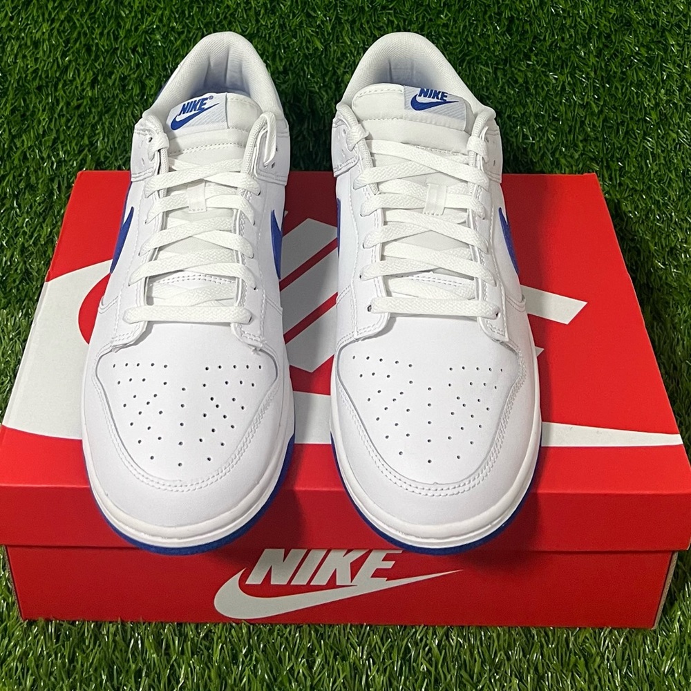NEW Nike Dunk Low White Blue Athletic Sneakers Men’s Sizes - Picture 5 of 5